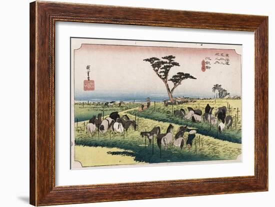 The Horse Market in the Fourth Month at Chiryu'-Utagawa Hiroshige-Framed Giclee Print