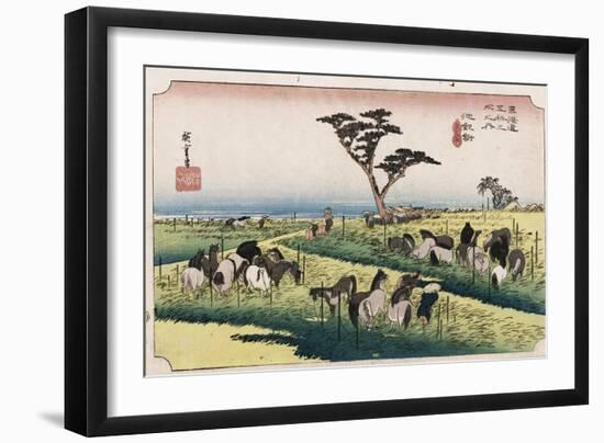 The Horse Market in the Fourth Month at Chiryu'-Utagawa Hiroshige-Framed Giclee Print