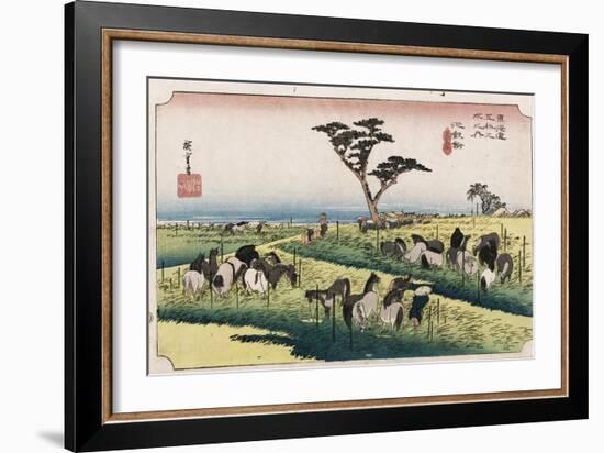 The Horse Market in the Fourth Month at Chiryu'-Utagawa Hiroshige-Framed Giclee Print