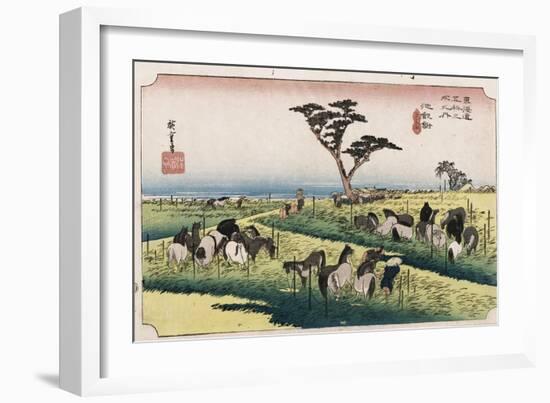 The Horse Market in the Fourth Month at Chiryu'-Utagawa Hiroshige-Framed Giclee Print