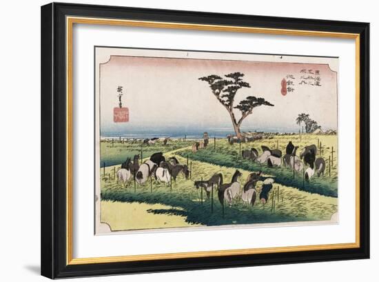 The Horse Market in the Fourth Month at Chiryu'-Utagawa Hiroshige-Framed Giclee Print