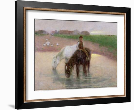 The Horse Pond, C.1890-Edward Stott-Framed Giclee Print