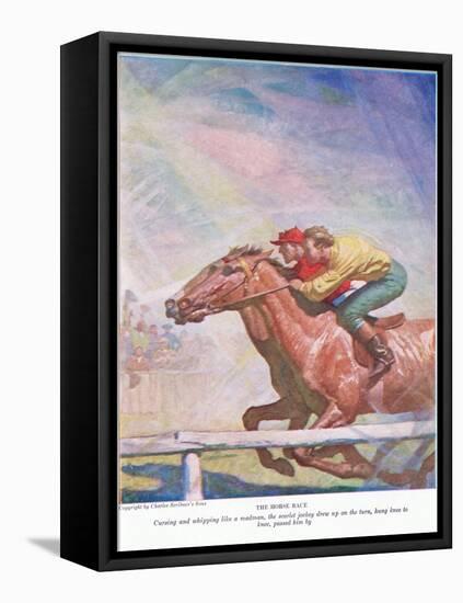 The Horse Race: Cursing and Whipping like a Madman, the Scarlet Jockey Drew up on the Turn, Hung Kn-Newell Convers Wyeth-Framed Premier Image Canvas
