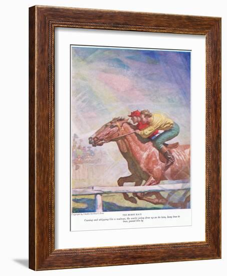 The Horse Race: Cursing and Whipping like a Madman, the Scarlet Jockey Drew up on the Turn, Hung Kn-Newell Convers Wyeth-Framed Giclee Print