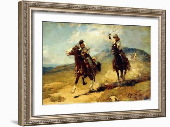 The Horse Thief, 1925-Frank Tenney Johnson-Framed Giclee Print