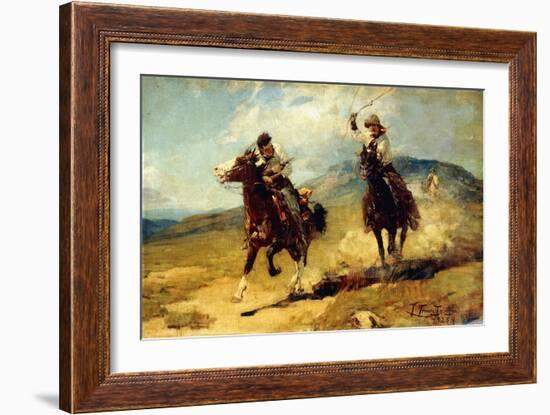 The Horse Thief, 1925-Frank Tenney Johnson-Framed Giclee Print