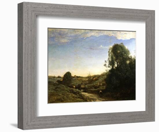 The Horsecart, Memory of Marcoussis Near Montlhery, 1855-Jean-Baptiste-Camille Corot-Framed Giclee Print