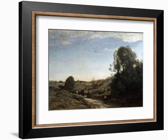 The Horsecart, Memory of Marcoussis Near Montlhery, 1855-Jean-Baptiste-Camille Corot-Framed Giclee Print