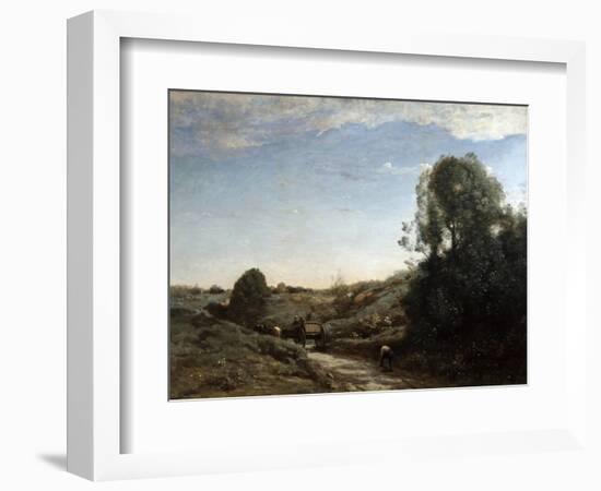The Horsecart, Memory of Marcoussis Near Montlhery, 1855-Jean-Baptiste-Camille Corot-Framed Giclee Print