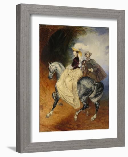 The Horsemen. Portrait of Eugeny and Emily Mussard, 1849-Karl Pavlovich Briullov-Framed Giclee Print