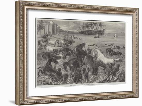 The Horses' Morning Bath at Calcutta-Friedrich Wilhelm Keyl-Framed Giclee Print