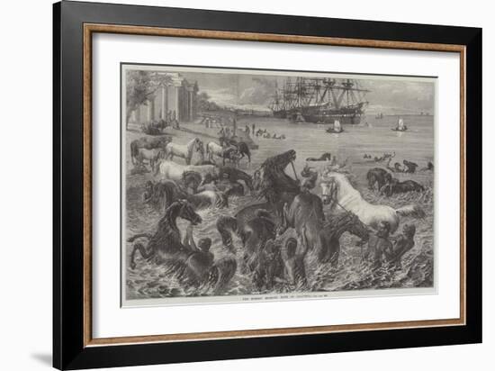 The Horses' Morning Bath at Calcutta-Friedrich Wilhelm Keyl-Framed Giclee Print