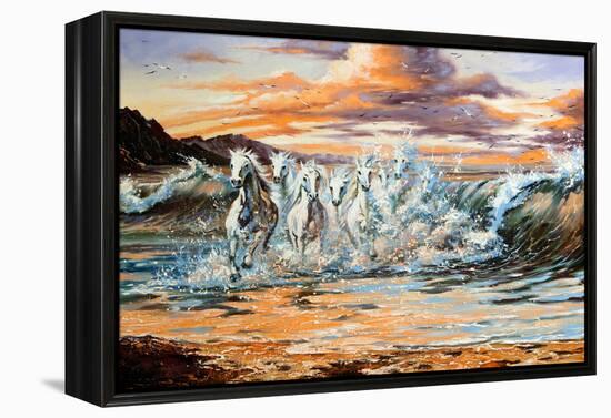 The Horses Running From Waves-balaikin2009-Framed Stretched Canvas