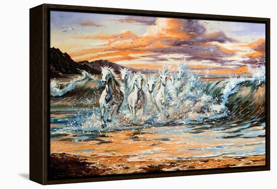 The Horses Running From Waves-balaikin2009-Framed Stretched Canvas