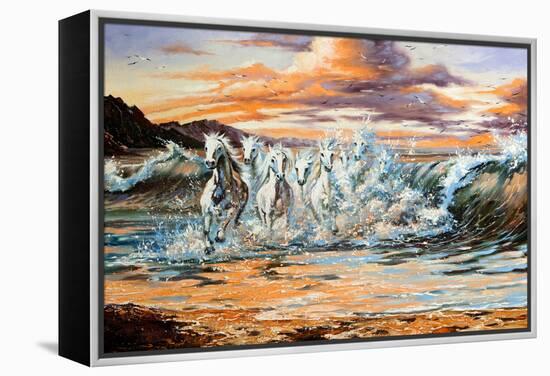 The Horses Running From Waves-balaikin2009-Framed Stretched Canvas