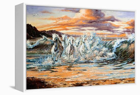 The Horses Running From Waves-balaikin2009-Framed Stretched Canvas