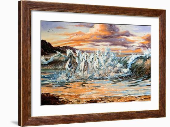 The Horses Running From Waves-balaikin2009-Framed Art Print