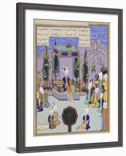 The Houghton Shahnameh: Folio 513v, an Aging Firdowsi Eulogizes Sultan Mahmud-null-Framed Giclee Print