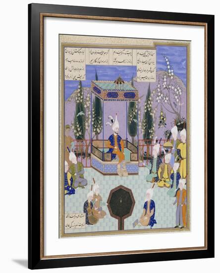 The Houghton Shahnameh: Folio 513v, an Aging Firdowsi Eulogizes Sultan Mahmud-null-Framed Giclee Print