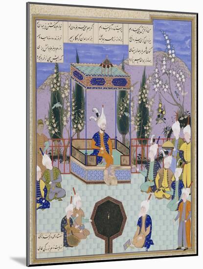 The Houghton Shahnameh: Folio 513v, an Aging Firdowsi Eulogizes Sultan Mahmud-null-Mounted Giclee Print