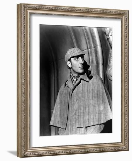 THE HOUND OF THE BASKERVILLES, 1939 directed by SIDNEY LANFIELD. Basil Rathbone (b/w photo)-null-Framed Photo