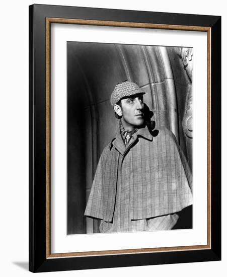 THE HOUND OF THE BASKERVILLES, 1939 directed by SIDNEY LANFIELD. Basil Rathbone (b/w photo)-null-Framed Photo