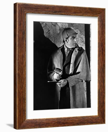 THE HOUND OF THE BASKERVILLES, 1939 directed by SIDNEY LANFIELD. Basil Rathbone (b/w photo)-null-Framed Photo