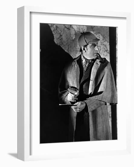 THE HOUND OF THE BASKERVILLES, 1939 directed by SIDNEY LANFIELD. Basil Rathbone (b/w photo)-null-Framed Photo
