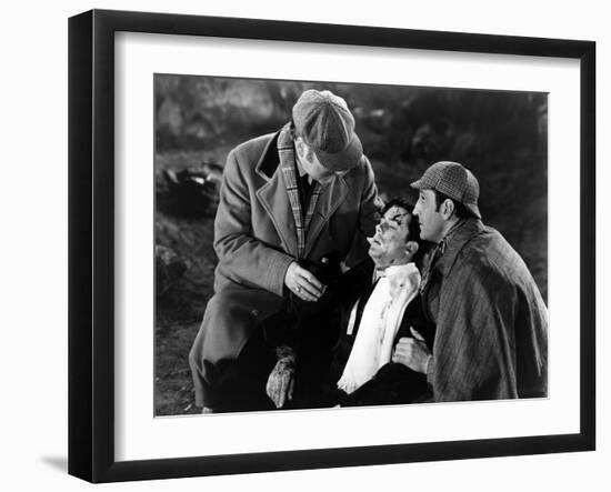 THE HOUND OF THE BASKERVILLES, 1939 directed by SIDNEY LANFIELD. Nigel Bruce, Richard Greene and Ba-null-Framed Photo