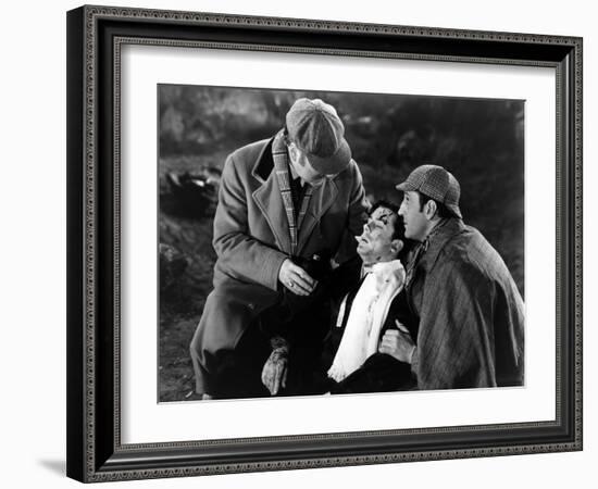 THE HOUND OF THE BASKERVILLES, 1939 directed by SIDNEY LANFIELD. Nigel Bruce, Richard Greene and Ba-null-Framed Photo