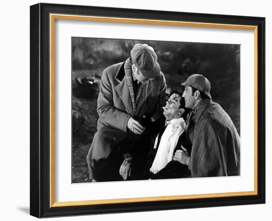 THE HOUND OF THE BASKERVILLES, 1939 directed by SIDNEY LANFIELD. Nigel Bruce, Richard Greene and Ba-null-Framed Photo