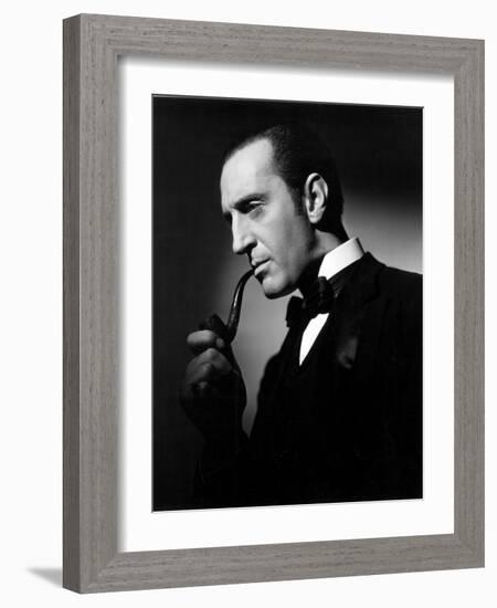 The Hound of the Baskervilles, Basil Rathbone, 1939-null-Framed Premium Photographic Print