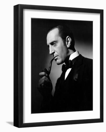 The Hound of the Baskervilles, Basil Rathbone, 1939-null-Framed Premium Photographic Print