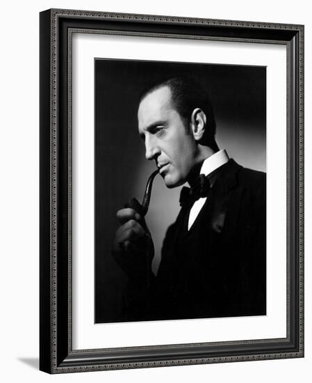 The Hound of the Baskervilles, Basil Rathbone, 1939-null-Framed Premium Photographic Print