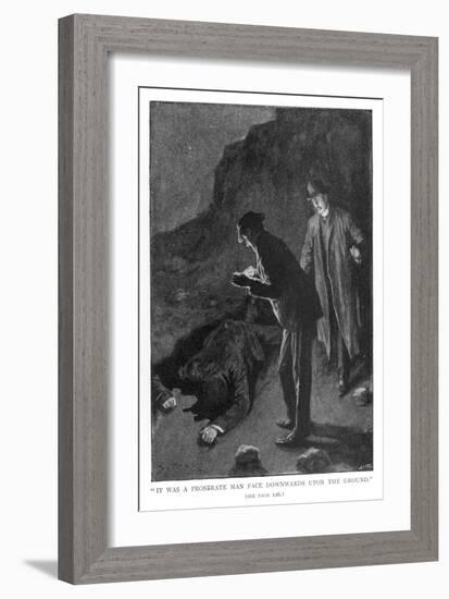 The Hound of the Baskervilles Holmes and Watson Discover 'A Prostrate Man-Sidney Paget-Framed Art Print