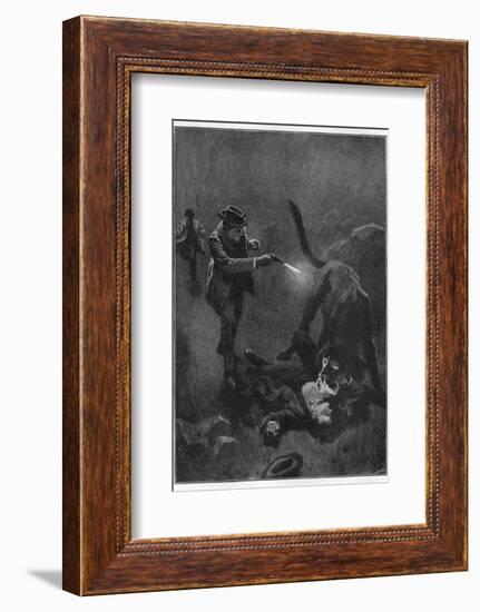 The Hound of the Baskervilles Holmes Shoots the Sinister Hound-Sidney Paget-Framed Photographic Print