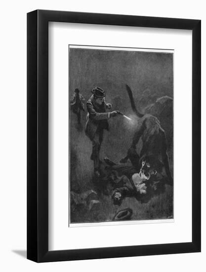 The Hound of the Baskervilles Holmes Shoots the Sinister Hound-Sidney Paget-Framed Photographic Print