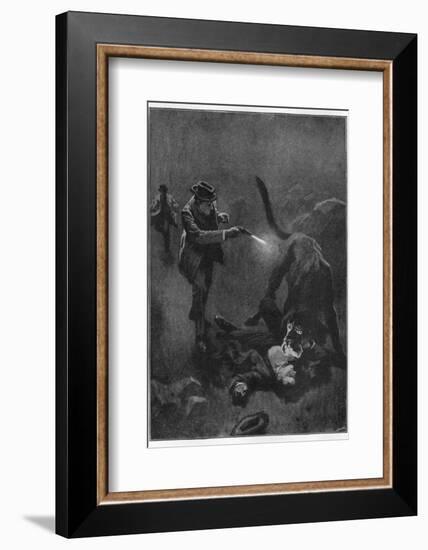 The Hound of the Baskervilles Holmes Shoots the Sinister Hound-Sidney Paget-Framed Photographic Print