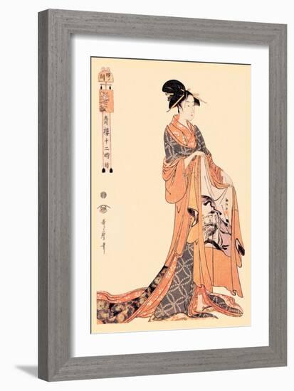 The Hour of the Hare-Kitagawa Utamaro-Framed Art Print