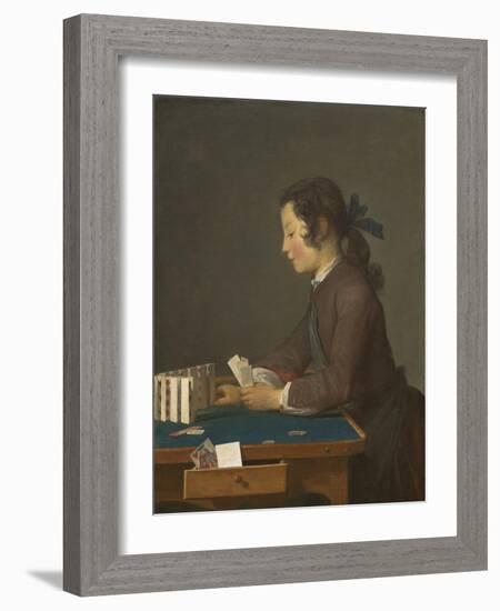 The House of Cards, 1737-Jean-Baptiste Simeon Chardin-Framed Art Print