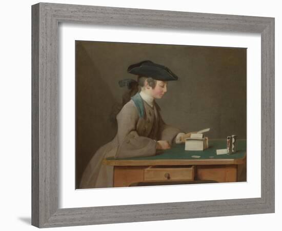 The House of Cards, C. 1736-Jean-Baptiste Simeon Chardin-Framed Giclee Print