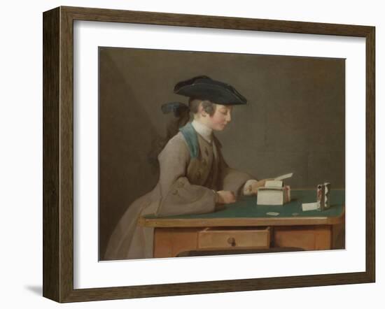 The House of Cards, C. 1736-Jean-Baptiste Simeon Chardin-Framed Giclee Print