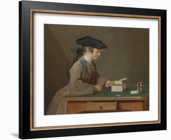 The House of Cards, C. 1736-Jean-Baptiste Simeon Chardin-Framed Giclee Print