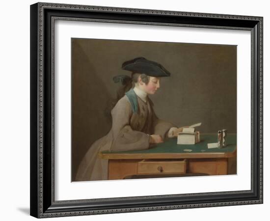 The House of Cards, C. 1736-Jean-Baptiste Simeon Chardin-Framed Giclee Print