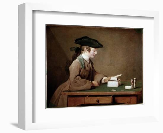 The House of Cards (Oil on Canvas, 1741)-Jean-Baptiste Simeon Chardin-Framed Giclee Print