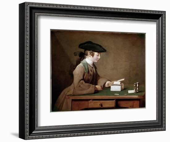 The House of Cards (Oil on Canvas, 1741)-Jean-Baptiste Simeon Chardin-Framed Giclee Print