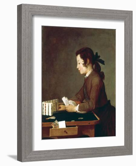 The House of Cards, Probably 1737-Jean-Baptiste Simeon Chardin-Framed Giclee Print