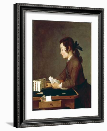 The House of Cards, Probably 1737-Jean-Baptiste Simeon Chardin-Framed Giclee Print