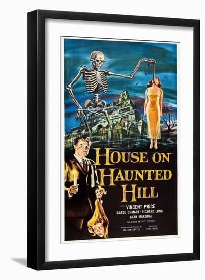 The House on Haunted Hill, Vincent Price, 1959-null-Framed Art Print