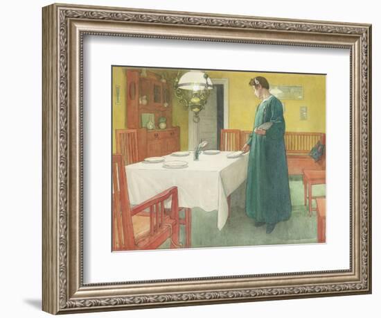 The Household (Lisbeth Setting the Table) by Carl Larsson-null-Framed Photographic Print